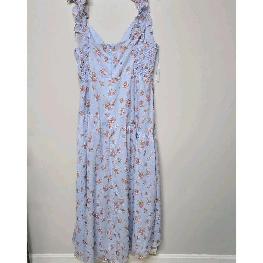 Abercrombie & Fitch Floral Maxi Dress‎ Ruffle High Low Wedding Guest Sz XXLT NEW